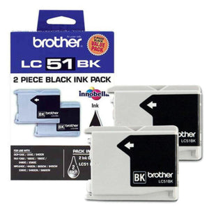 BROTHER LC51BK (LC512PKS) Black 2-Pack Original Inkjet Cartridge - Cartouches Certifiées