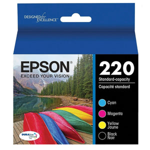 EPSON 220 (T220120-BCS) Combo 4-Pack Original Inkjet Cartridge - Cartouches Certifiées