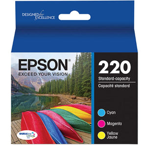 EPSON 220 (T220520-S) Color 3-Pack Original Inkjet Cartridge - Cartouches Certifiées