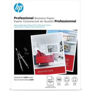 HP Papier professionnel à finition glacée Professional 52 lb, 8,5 x 11 pouces (216 x 279 mm), 150 feuilles (4WN10A)