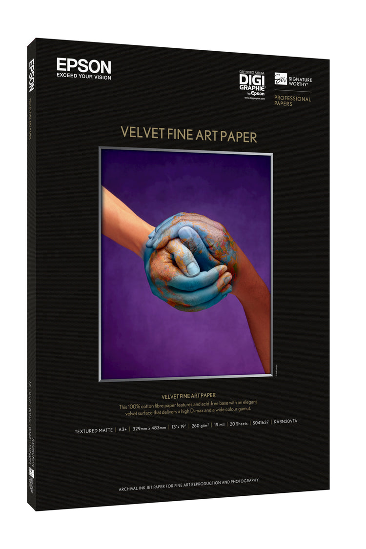 Epson Velvet Fine Art Paper papier jet d'encre A3+ (330x483 mm) 20 feuilles