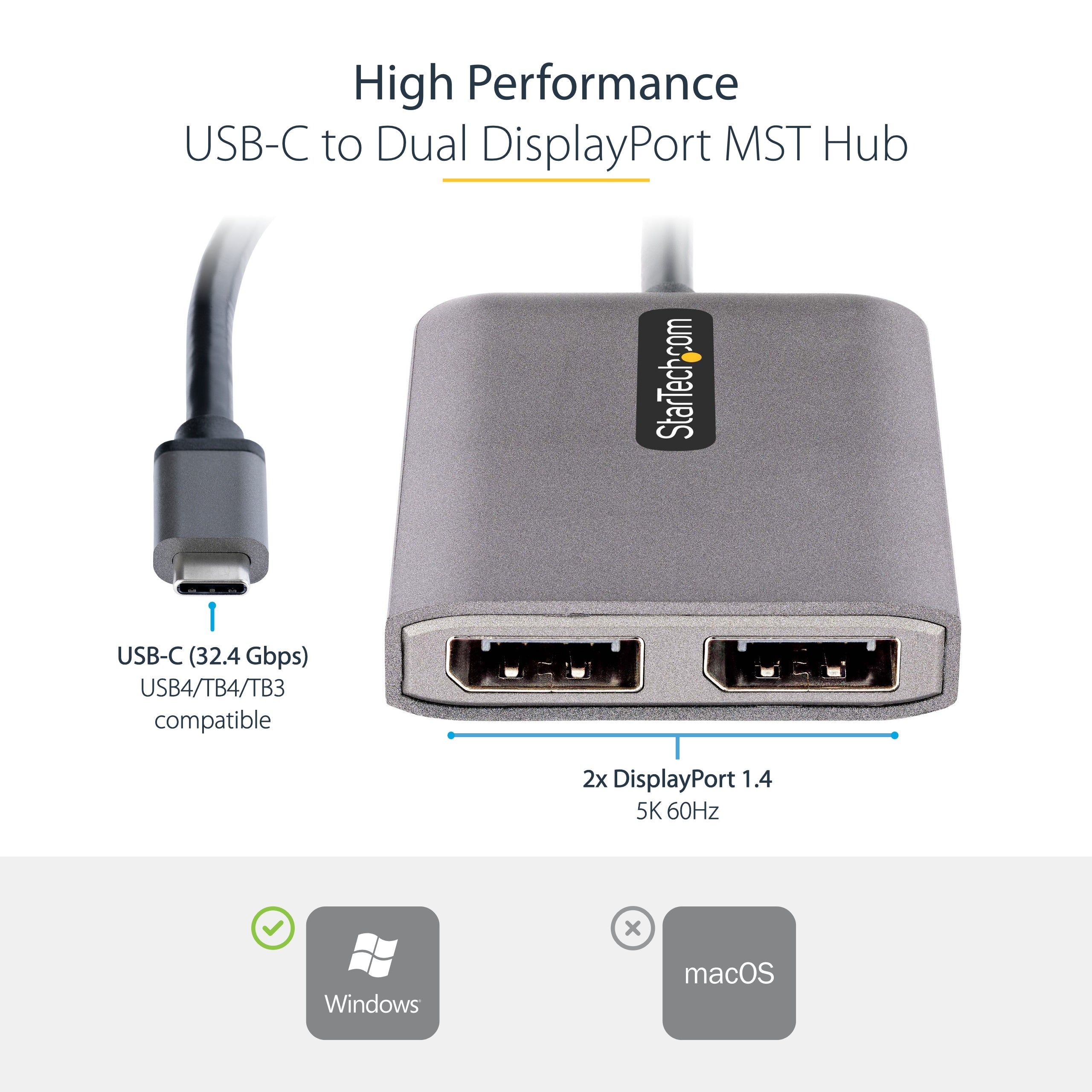 StarTech.com MST14CD122DP adaptateur graphique USB 4096 x 2160 pixels Gris - Image 11