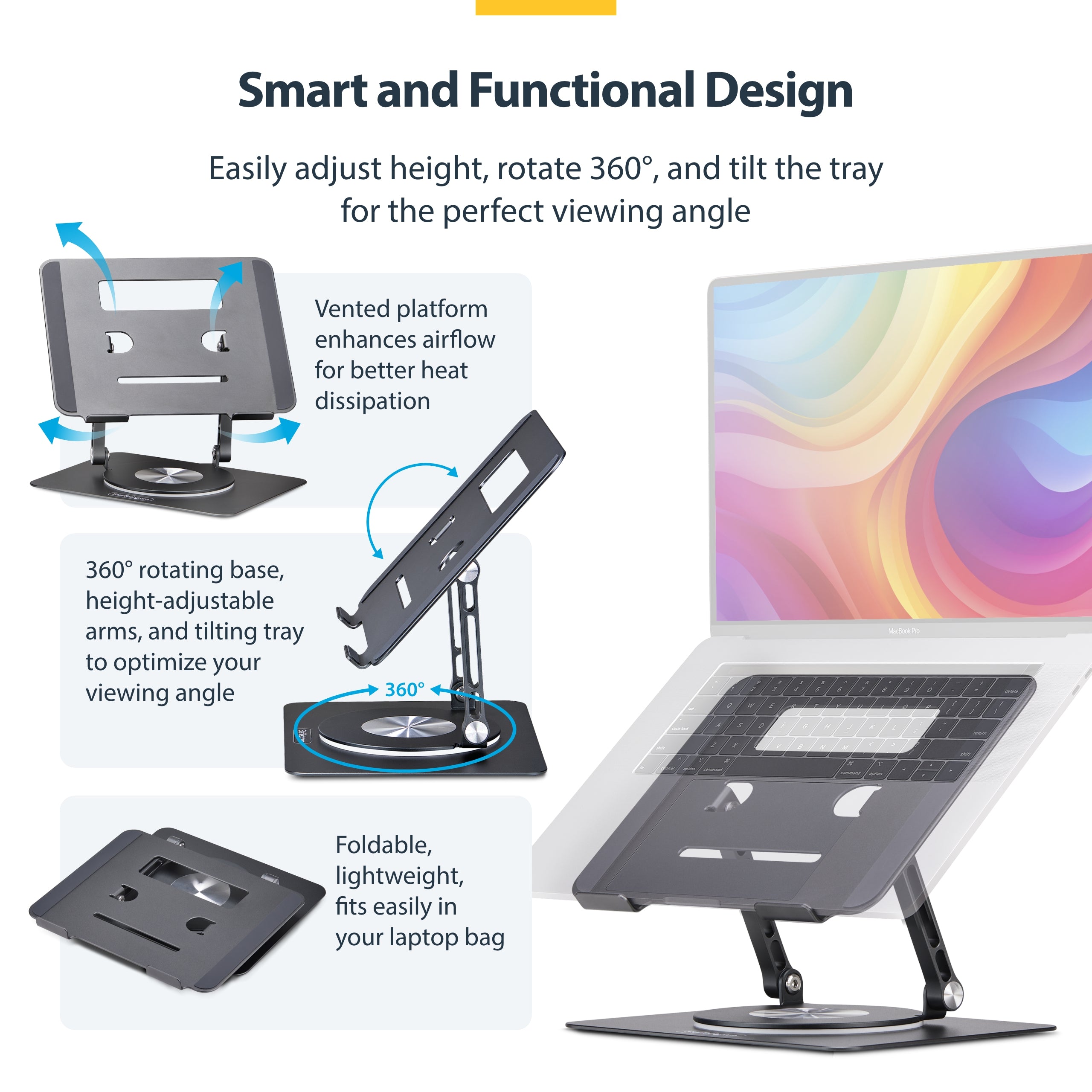 StarTech.com ATFR-LAPTOP-RISER Support de livres Supports de Laptop Argent - Image 11