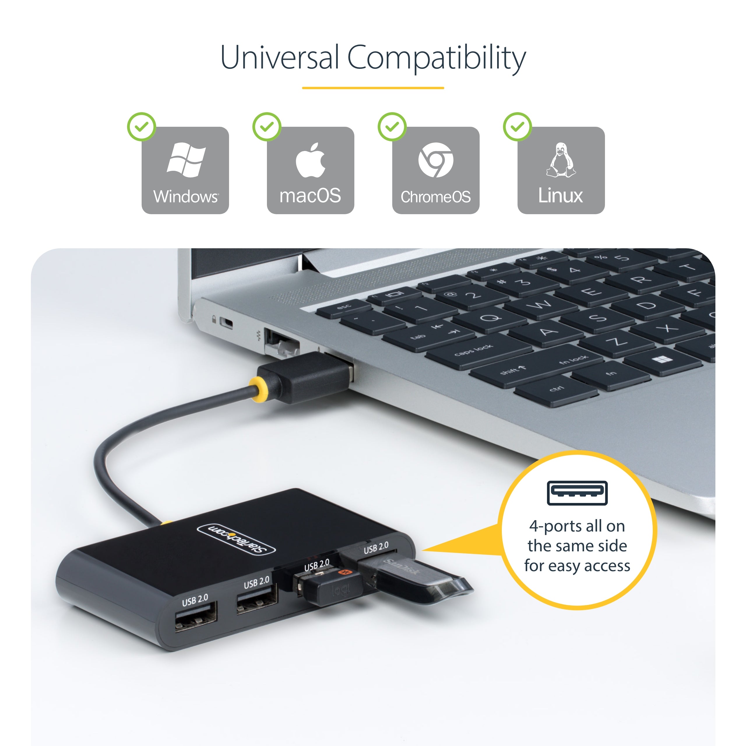 StarTech.com ST4200MINI2-USB-HUB hub & concentrateur 480 Mbit/s Noir - Image 11
