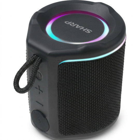 SHARP Enceintes Bluetooth Ultra-Portables – Étanche IP67 et Résistant à la Poussière, Batterie 15 Heures, Éclairage d'Ambiance LED – Noir (GX-BT190-BK)