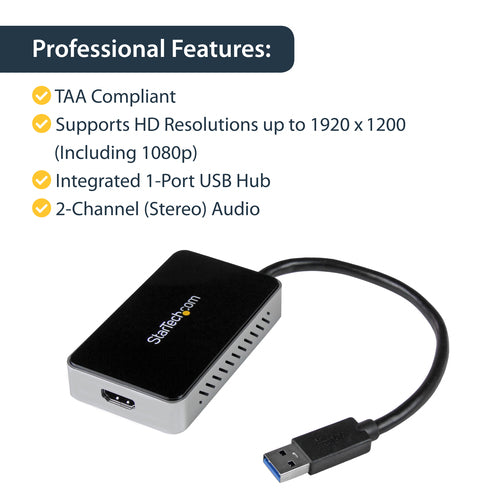StarTech.com USB32HDEH adaptateur graphique USB 1920 x 1200 pixels Noir - Image 9