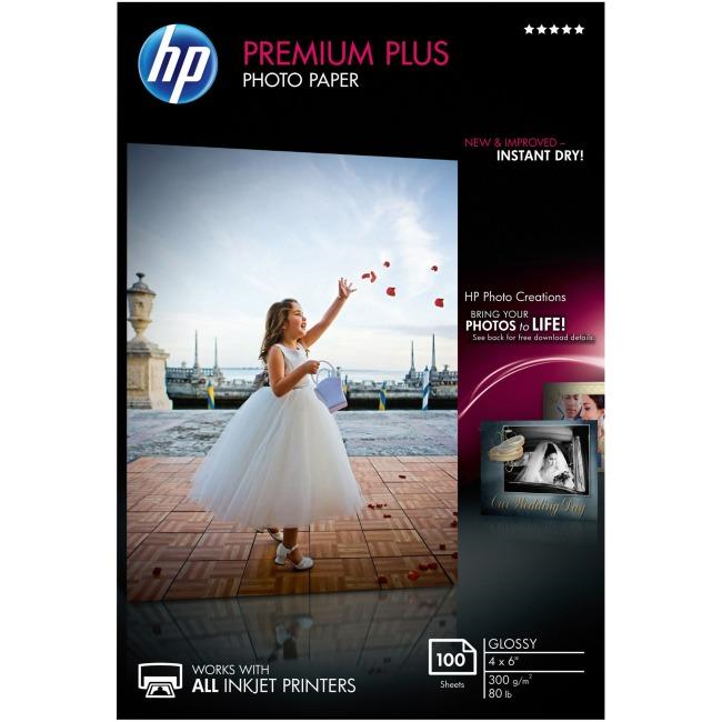 HP Papier Photo Premium Plus Brillant 4x6, 100 feuilles, FSC