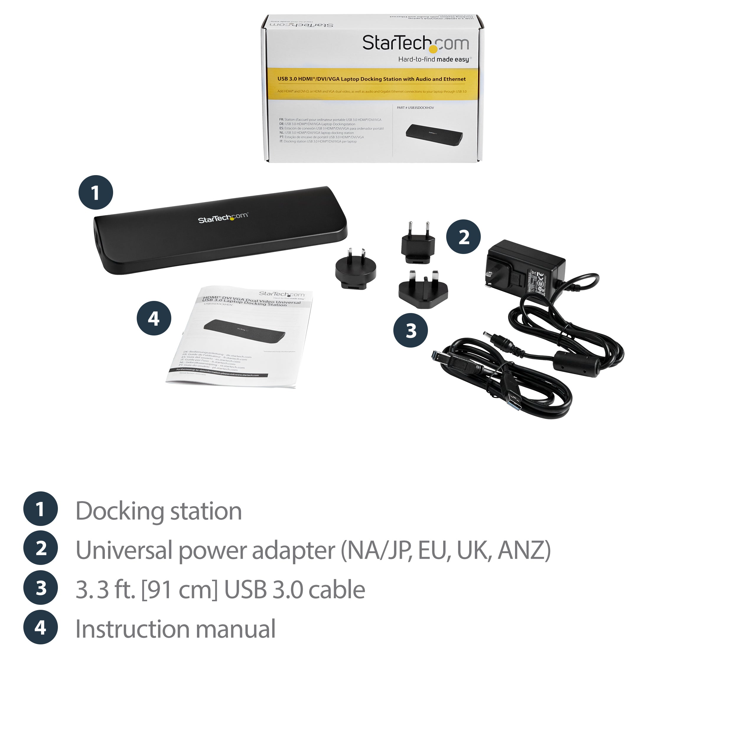 StarTech.com USB3SDOCKHDV station d'accueil Avec fil USB 3.2 Gen 1 (3.1 Gen 1) Type-B Noir - Image 12