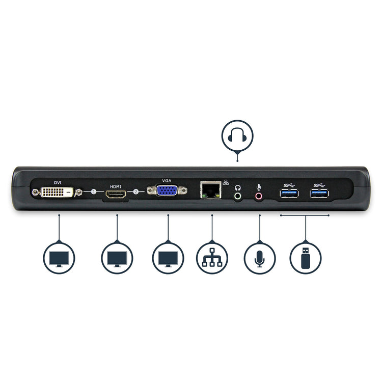 StarTech.com USB3SDOCKHDV station d'accueil Avec fil USB 3.2 Gen 1 (3.1 Gen 1) Type-B Noir - Image 4