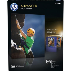 HP Papier Photo Glacé Avancé 5x7, 60 Feuilles