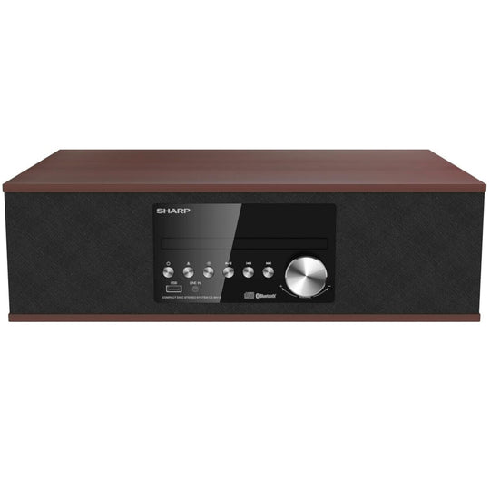 SHARP Système Audio Micro-Composant Bluetooth de Style Rétro Vintage avec USB, Radio FM et Haut-Parleurs en Bois (CD-BH10)