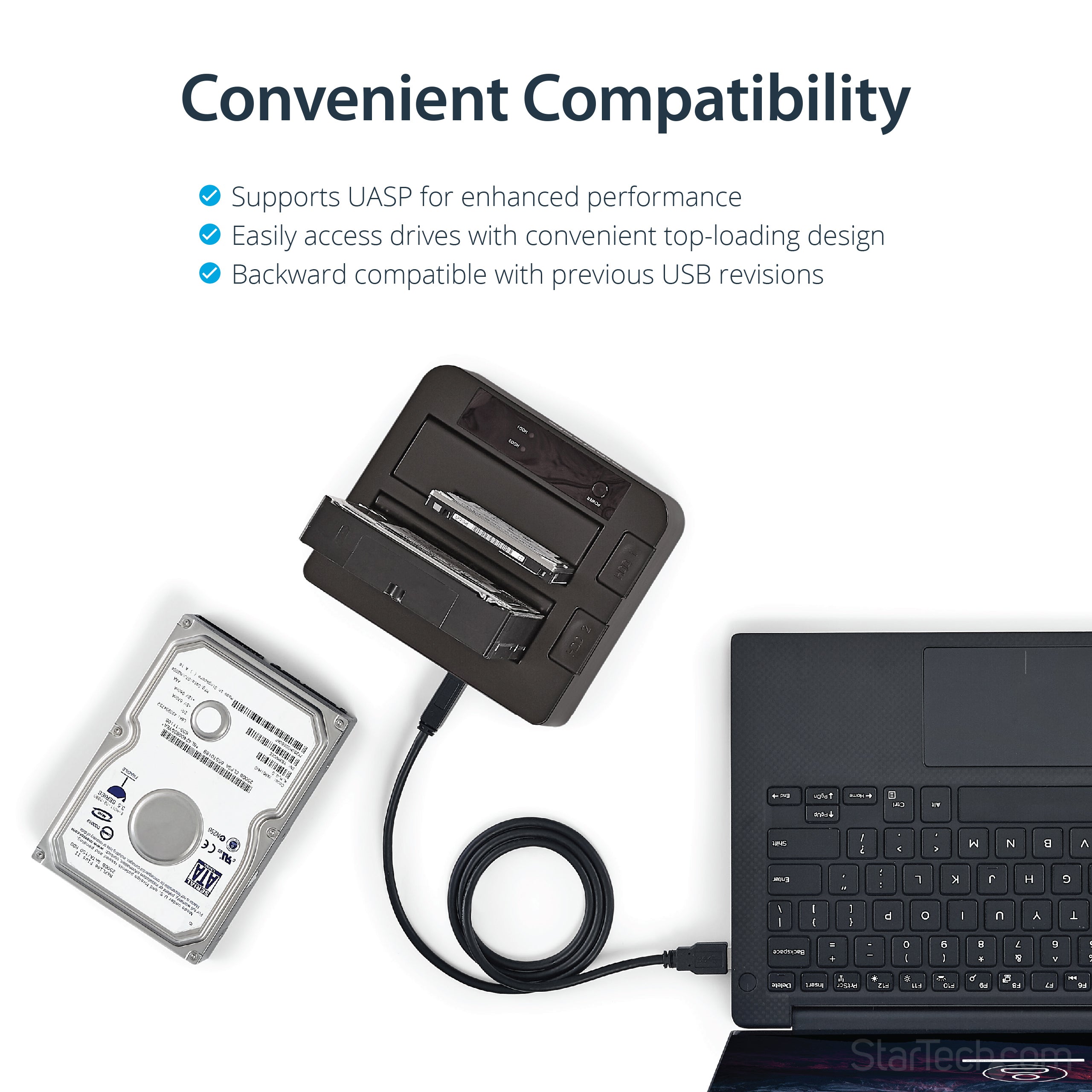StarTech.com SDOCK2U313 Station d'accueil de disques de stockage USB 3.2 Gen 2 (3.1 Gen 2) Type micro-B Noir - Image 10