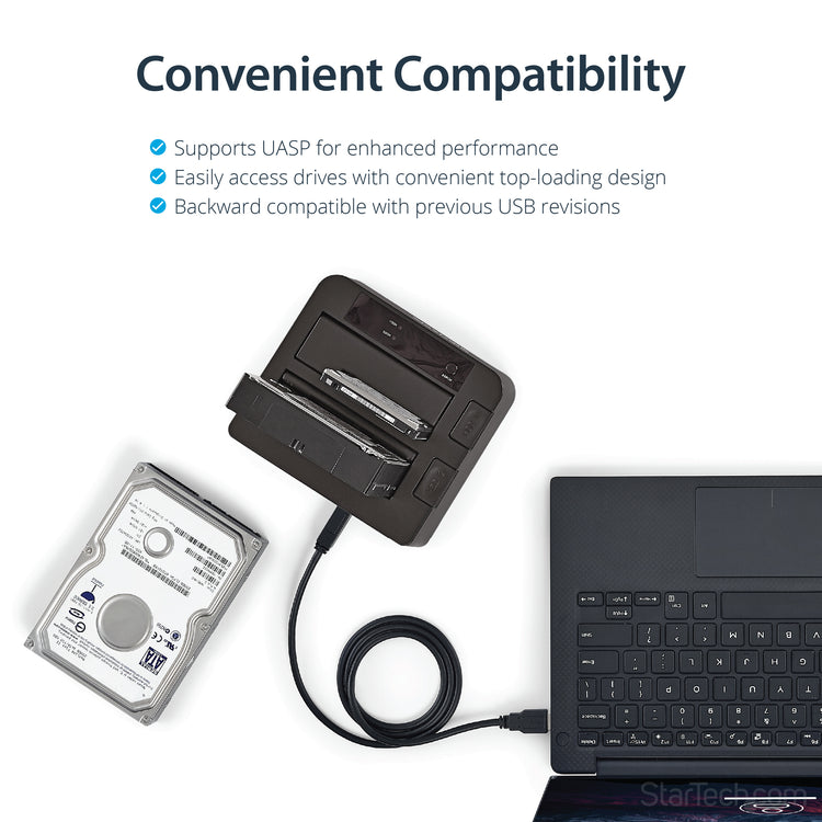 StarTech.com SDOCK2U313 Station d'accueil de disques de stockage USB 3.2 Gen 2 (3.1 Gen 2) Type micro-B Noir - Image 10