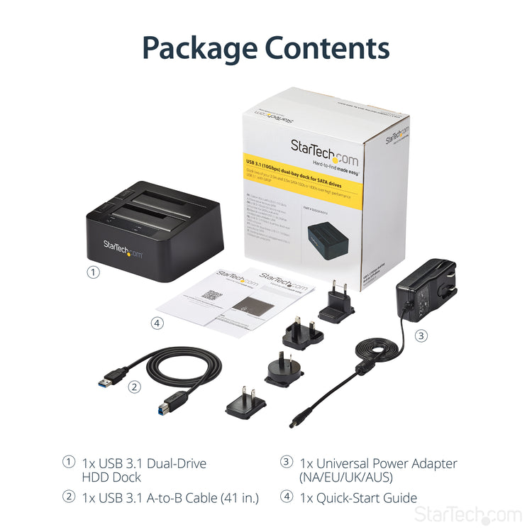 StarTech.com SDOCK2U313 Station d'accueil de disques de stockage USB 3.2 Gen 2 (3.1 Gen 2) Type micro-B Noir - Image 12