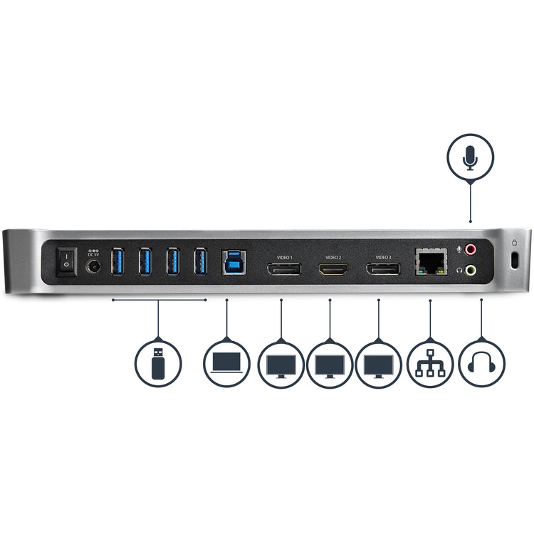 StarTech.com USB3DOCKH2DP station d'accueil Avec fil USB 3.2 Gen 1 (3.1 Gen 1) Type-A Noir, Argent - Image 4
