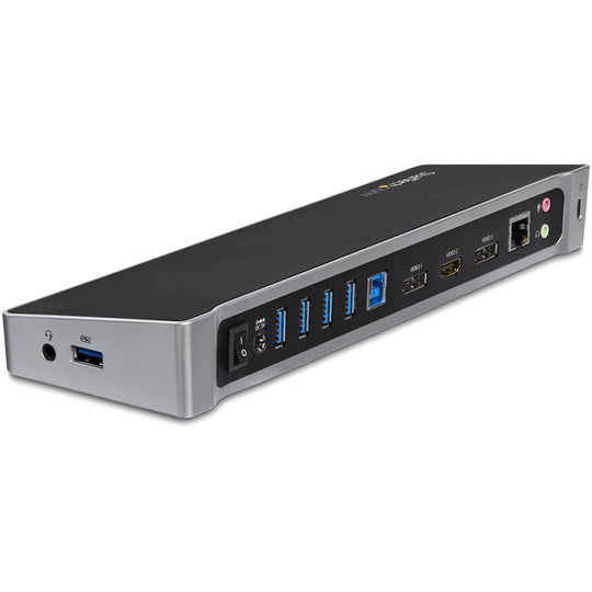 STARTECH .com Station d'accueil/réplicateur de ports filaire USB 3.2 Gen 1 (3.1 Gen 1) Type-A Noir, Argent (USB3DOCKH2DP)