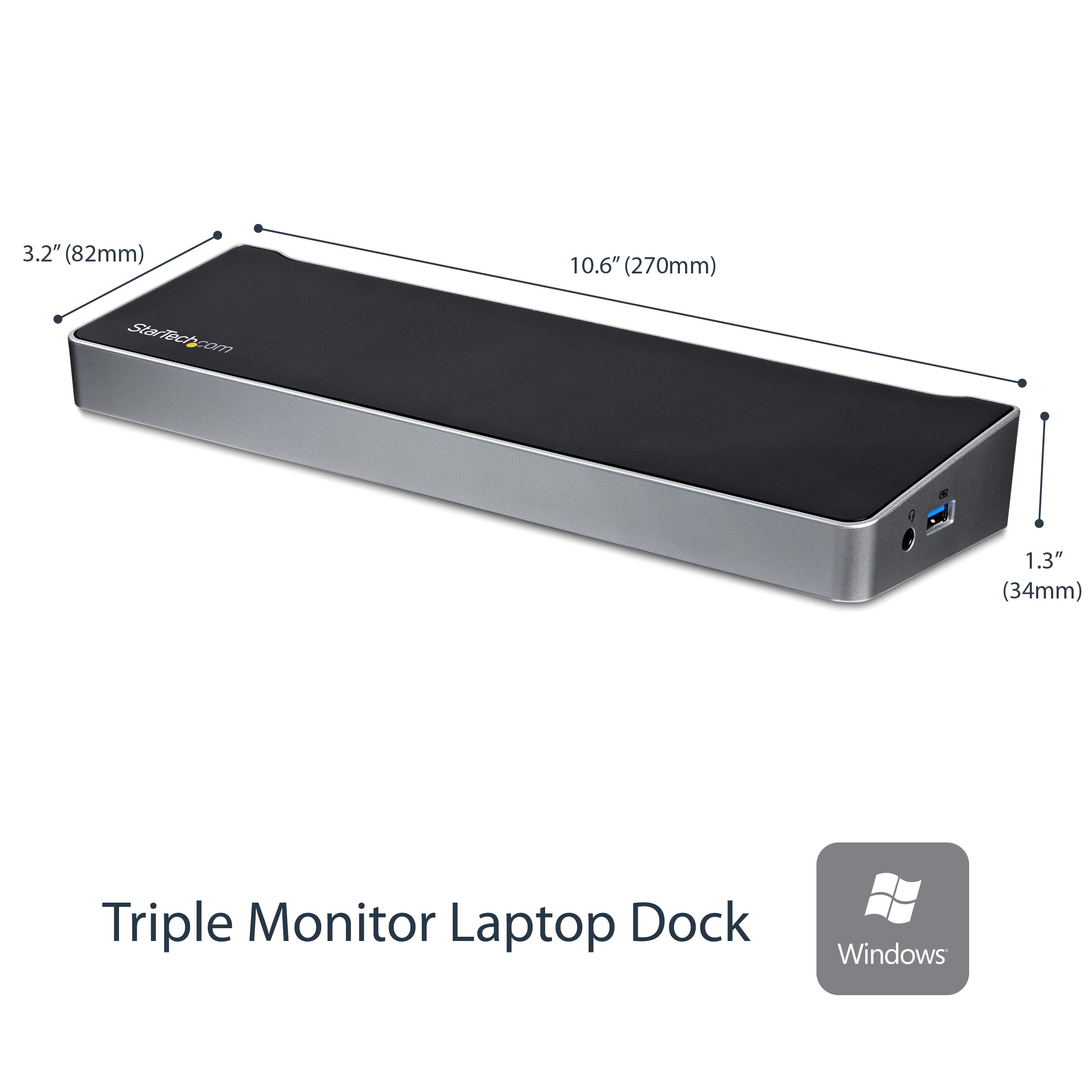 StarTech.com USB3DOCKH2DP station d'accueil Avec fil USB 3.2 Gen 1 (3.1 Gen 1) Type-A Noir, Argent - Image 2