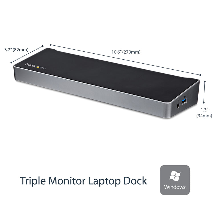 StarTech.com USB3DOCKH2DP station d'accueil Avec fil USB 3.2 Gen 1 (3.1 Gen 1) Type-A Noir, Argent - Image 2