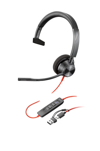 HP Poly Blackwire 3310 Casque certifié Microsoft Teams + Adaptateur USB-C/A TAA