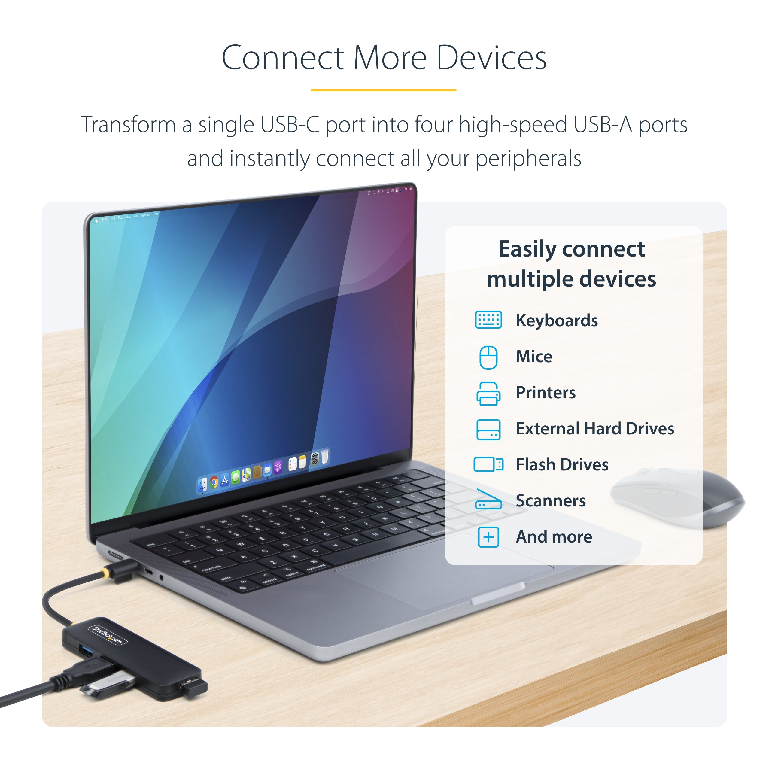 StarTech.com H5C4A-USB-HUB hub & concentrateur USB 3.2 Gen 1 (3.1 Gen 1) Type-C 5000 Mbit/s Noir - Image 12