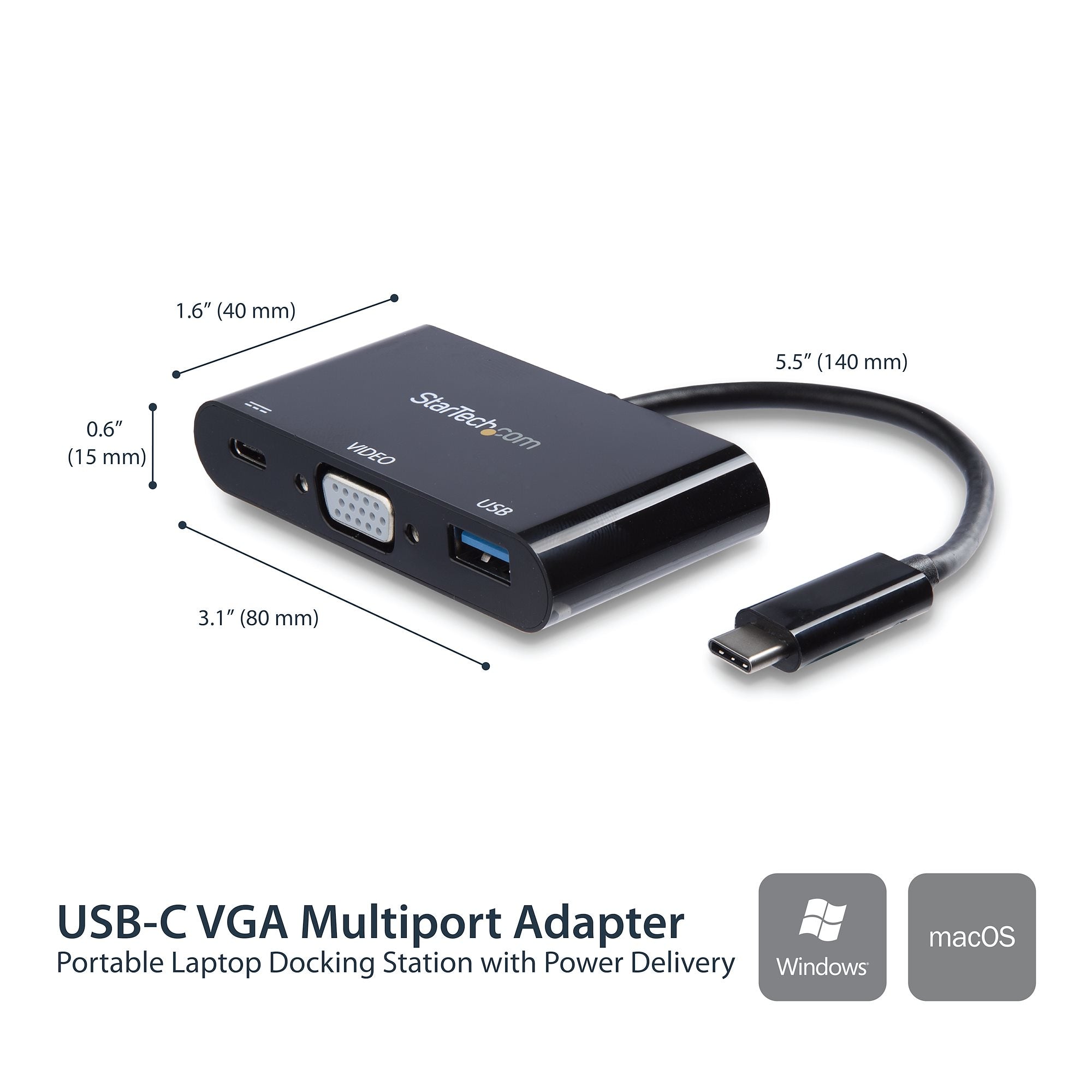 StarTech.com CDP2VGAUACP station d'accueil Avec fil USB 3.2 Gen 1 (3.1 Gen 1) Type-C Noir - Image 2
