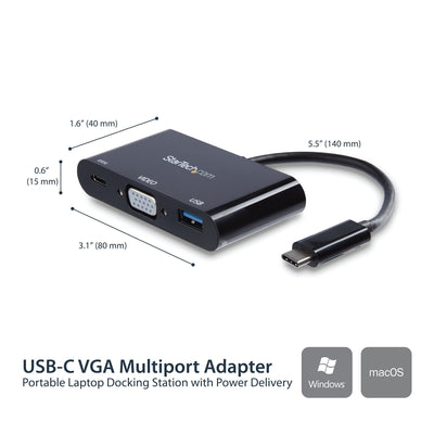 StarTech.com CDP2VGAUACP station d'accueil Avec fil USB 3.2 Gen 1 (3.1 Gen 1) Type-C Noir - Image 2