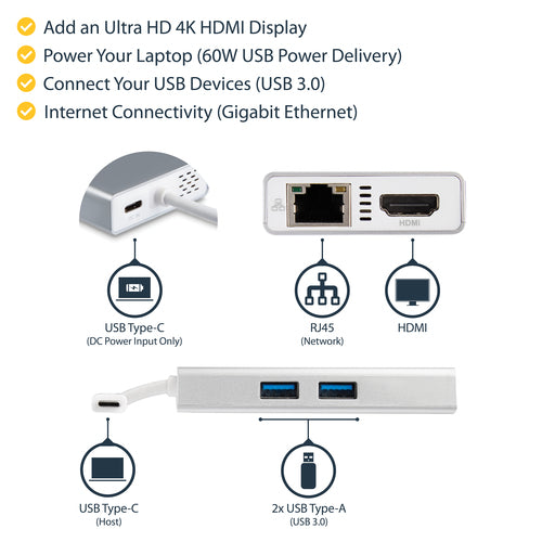StarTech.com DKT30CHPDW station d'accueil Avec fil USB 3.2 Gen 1 (3.1 Gen 1) Type-C Argent, Blanc - Image 9