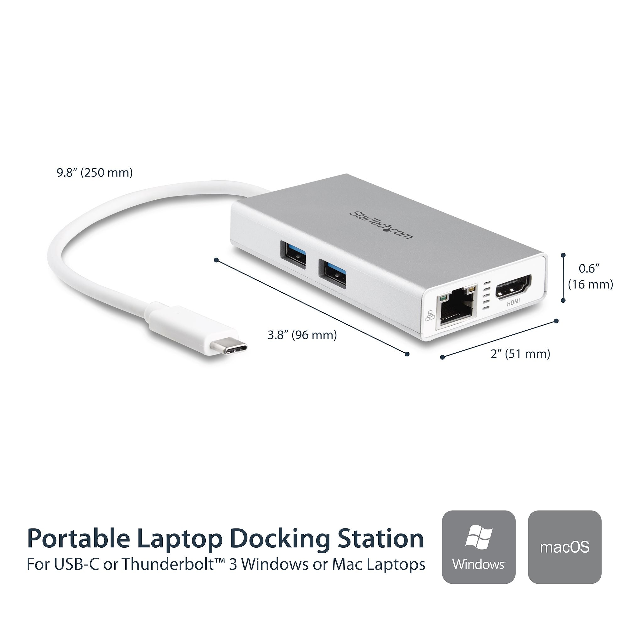 StarTech.com DKT30CHPDW station d'accueil Avec fil USB 3.2 Gen 1 (3.1 Gen 1) Type-C Argent, Blanc - Image 2