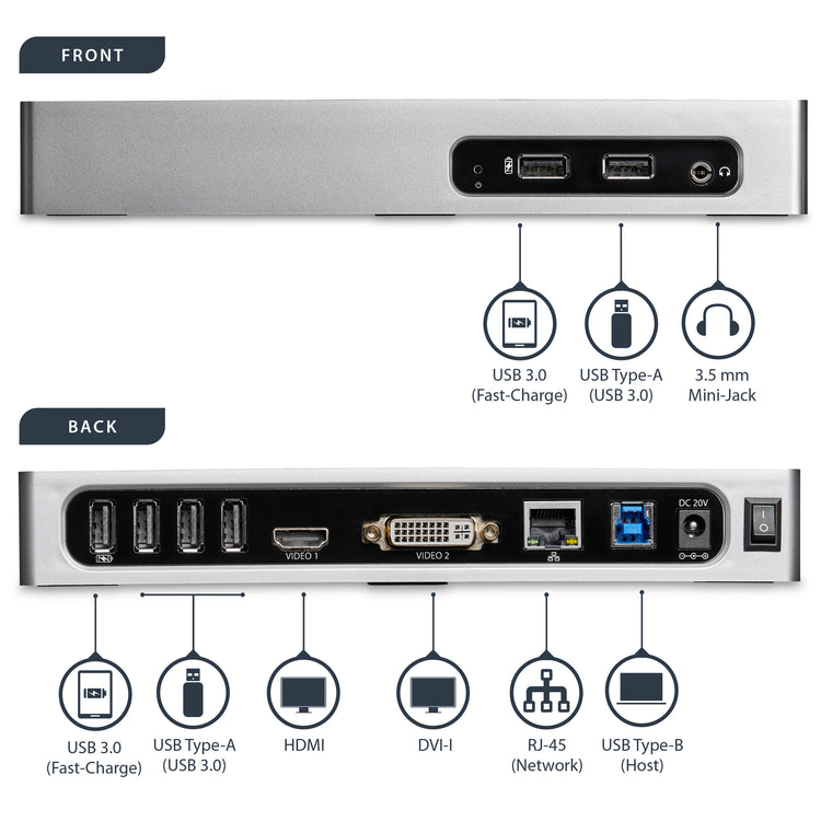 StarTech.com DK30ADD station d'accueil Avec fil USB 3.2 Gen 1 (3.1 Gen 1) Type-B Noir, Argent - Image 12