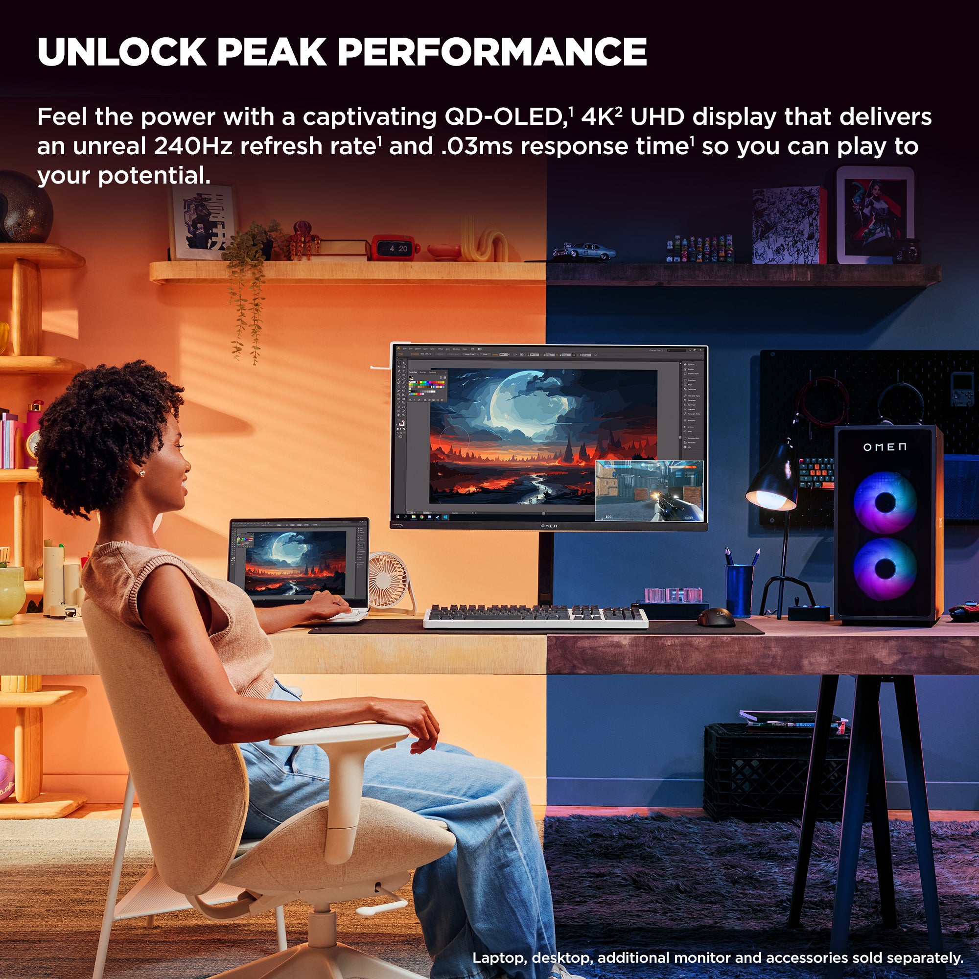 HP OMEN Transcend 31.5 inch UHD 240Hz OLED Gaming Monitor - Transcend 32 écran plat de PC 80 cm (31.5") 3840 x 2160 pixels 4K Ultra HD Blanc - Image 8