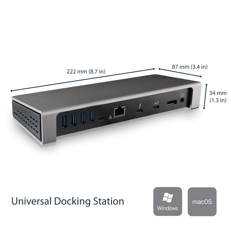 StarTech.com TB3DOCK2DPPD station d'accueil Avec fil USB 3.2 Gen 1 (3.1 Gen 1) Type-C Noir - Image 2