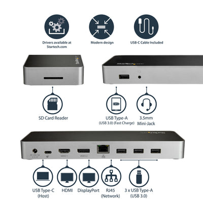 StarTech.com DK30CHDDPPD station d'accueil Avec fil USB 3.2 Gen 1 (3.1 Gen 1) Type-C Noir, Argent - Image 8