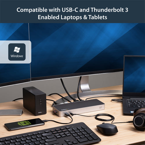 StarTech.com DK30CHDDPPD station d'accueil Avec fil USB 3.2 Gen 1 (3.1 Gen 1) Type-C Noir, Argent - Image 9