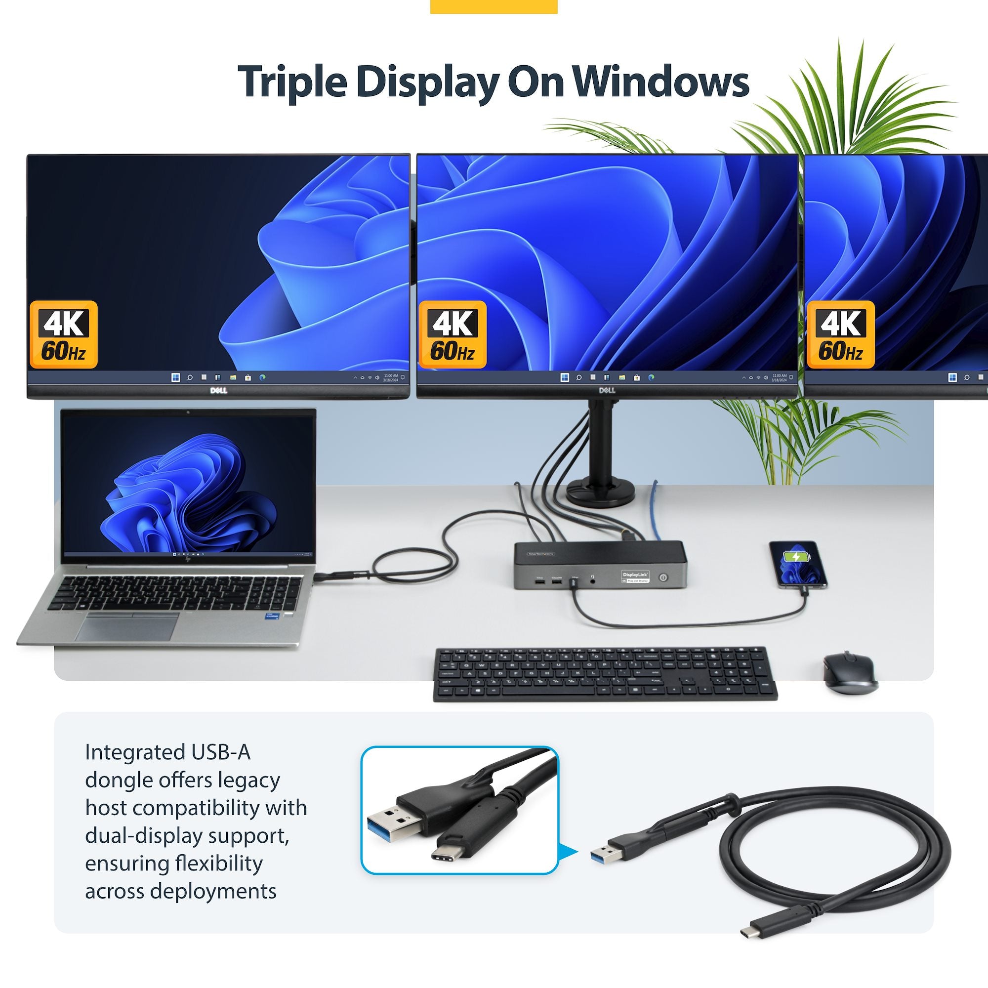 StarTech.com DK30C2DPEPRN station d'accueil Avec fil USB 3.2 Gen 2 (3.1 Gen 2) Type-C Gris - Image 5