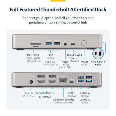 StarTech.com 132N-TB4USB4DOCK station d'accueil Avec fil Thunderbolt 4 Gris - Image 21