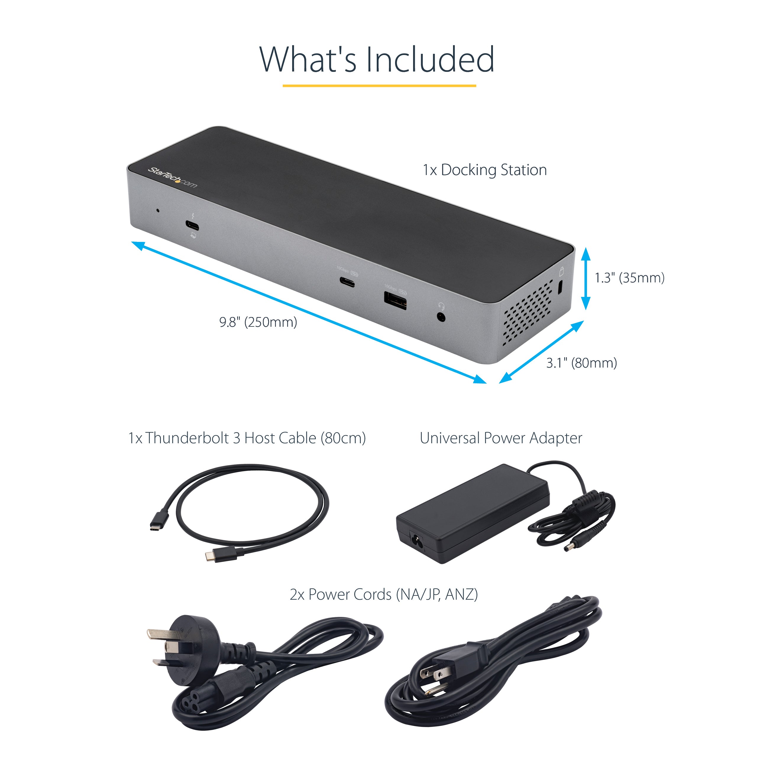 StarTech.com TB3CDK2DH station d'accueil Avec fil Thunderbolt 3 Noir, Argent - Image 8