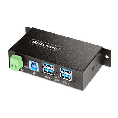 StarTech.com 5G4AINDRM-USB-A-HUB hub & concentrateur USB 3.2 Gen 1 (3.1 Gen 1) Type-B 5000 Mbit/s Noir - Image 1