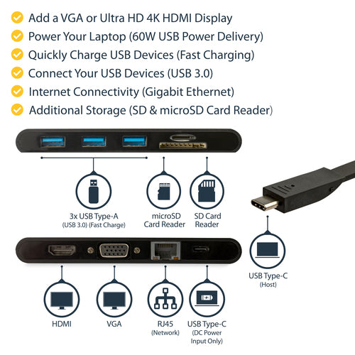 StarTech.com DKT30CHVSCPD station d'accueil Avec fil USB 3.2 Gen 1 (3.1 Gen 1) Type-C Noir - Image 10