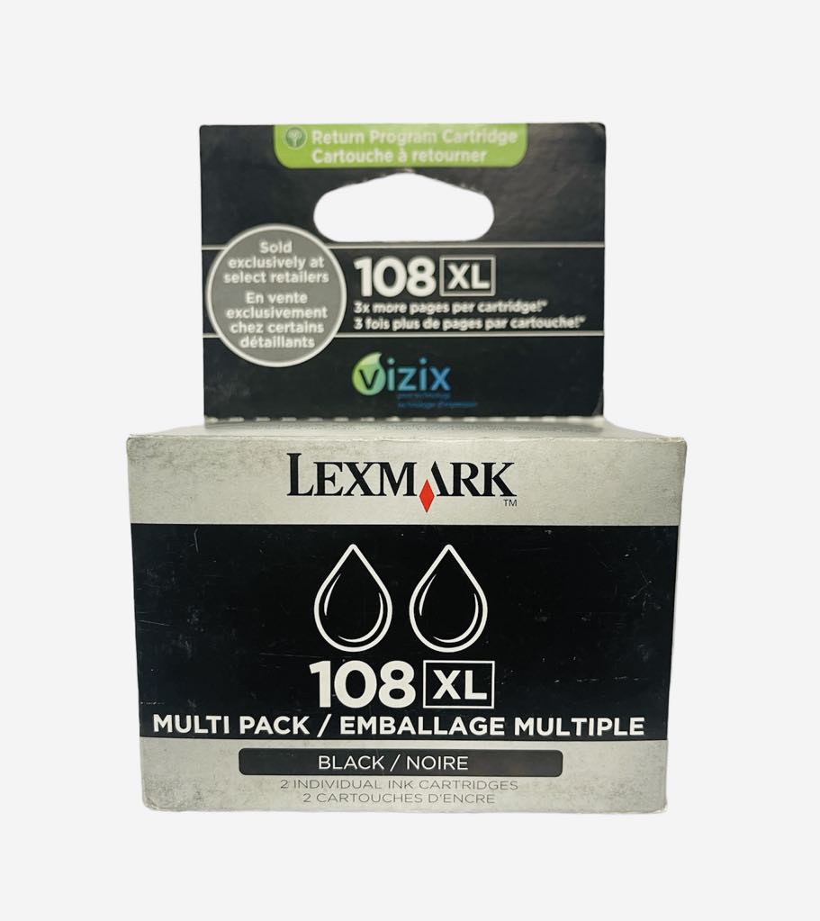 LEXMARK 108XL Double Pack (14N1207) Black Original Inkjet Cartridge - Cartouches Certifiées
