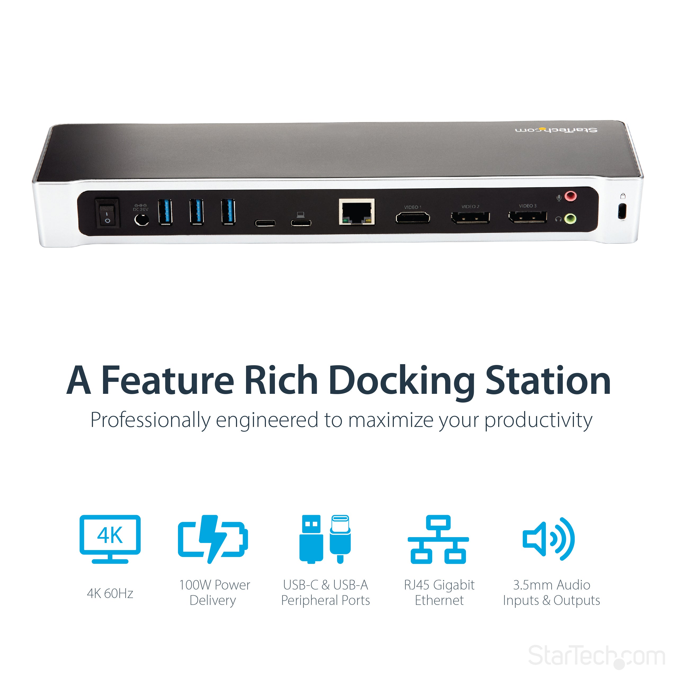 StarTech.com DK30CH2DEP station d'accueil Avec fil USB 3.2 Gen 1 (3.1 Gen 1) Type-C Noir, Argent - Image 10