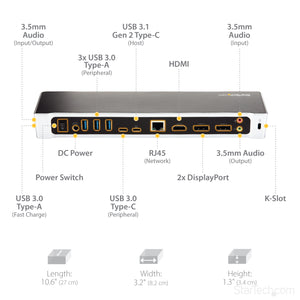 StarTech.com DK30CH2DEP station d'accueil Avec fil USB 3.2 Gen 1 (3.1 Gen 1) Type-C Noir, Argent - Image 12