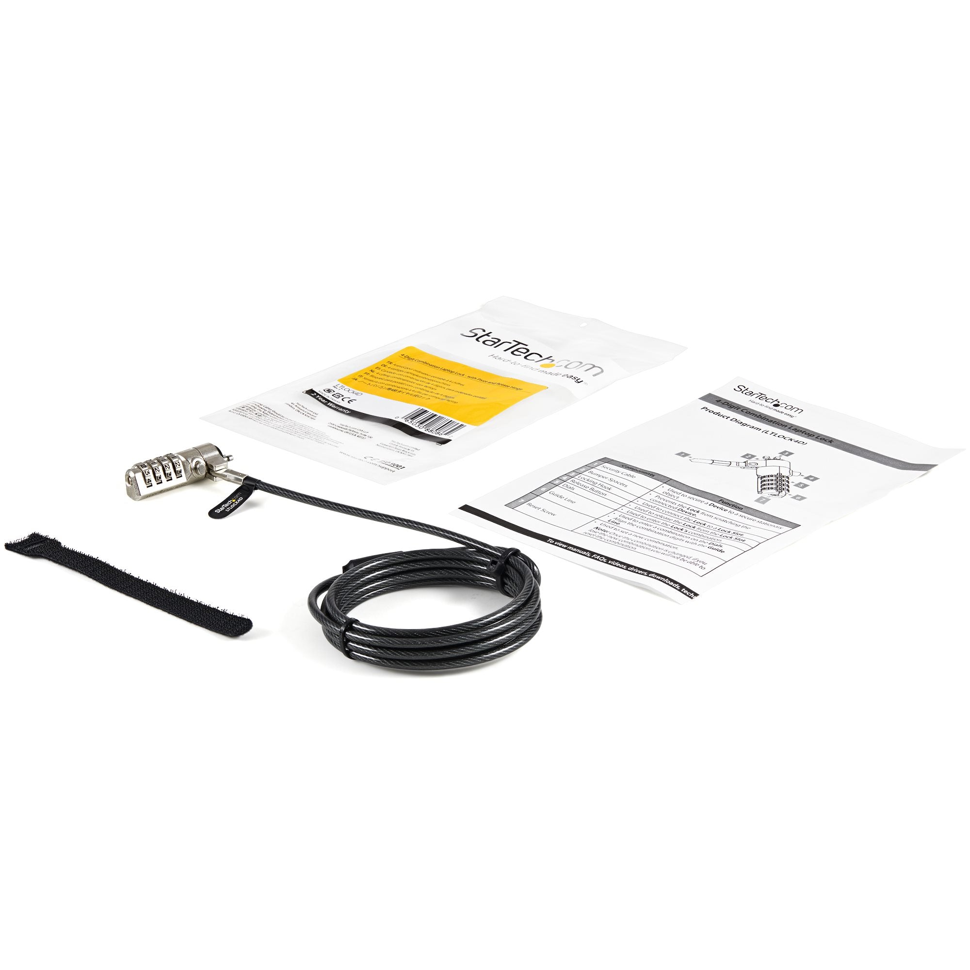 StarTech.com LTLOCK4D câble antivol Noir, Argent 2 m - Image 4