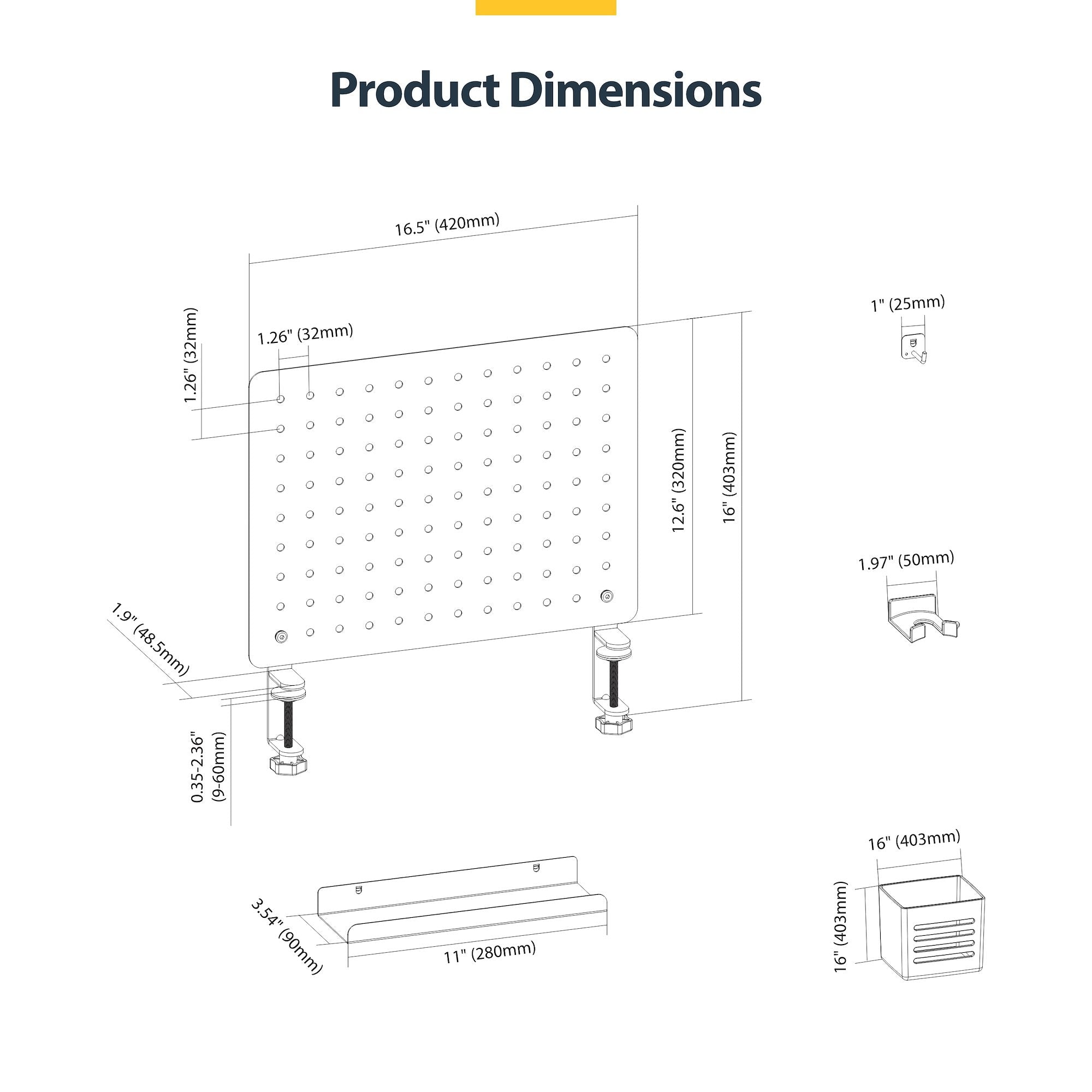 StarTech.com 1612B-DESK-PEGBOARD Ensemble de fournitures de bureau 1 pièce(s) - Image 7
