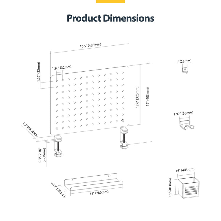 StarTech.com 1612B-DESK-PEGBOARD Ensemble de fournitures de bureau 1 pièce(s) - Image 7