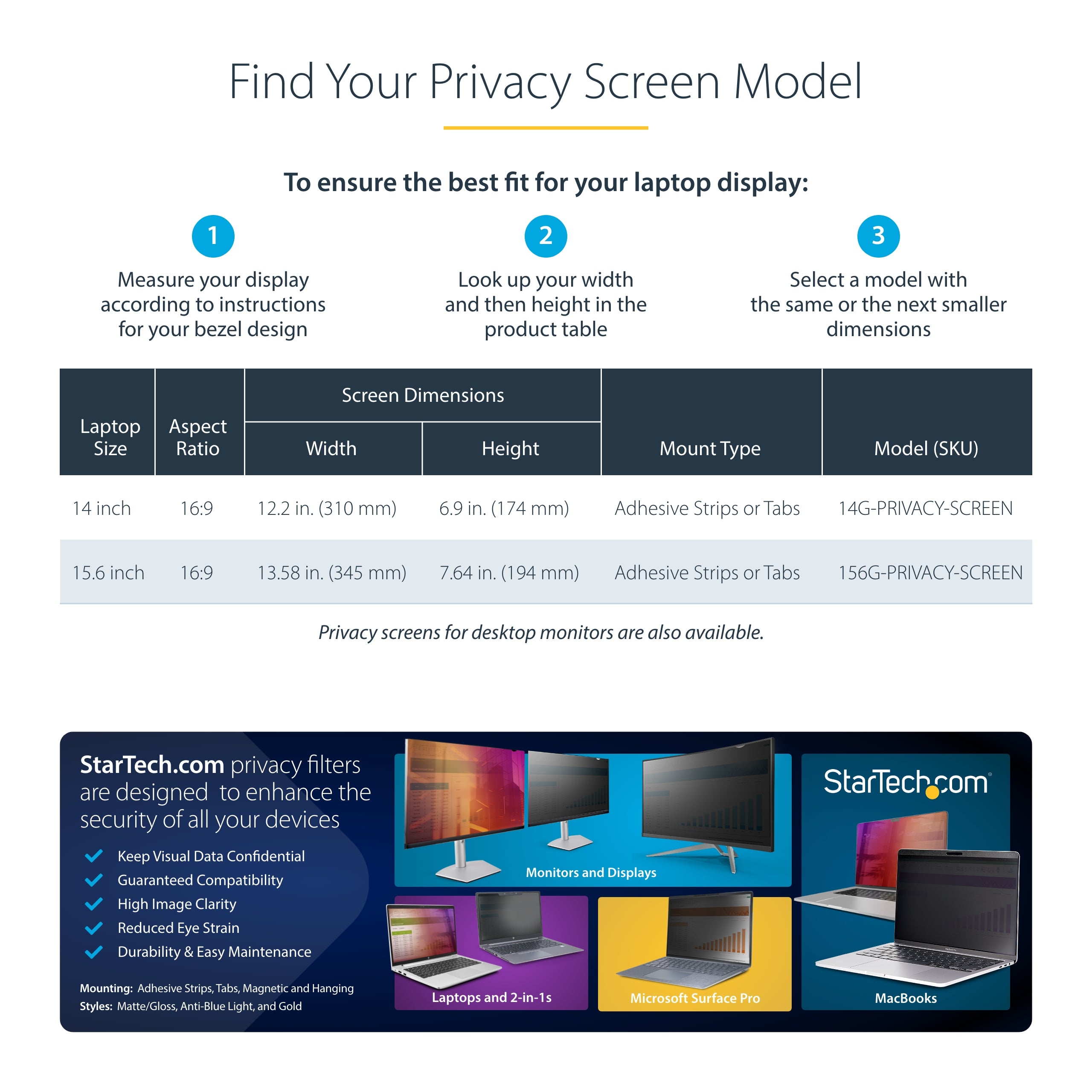 StarTech.com 14G-PRIVACY-SCREEN filtre anti-reflets pour écran et filtre de confidentialité 35,6 cm (14") Ordinateur portable Filtre de confidentialité sans bords pour ordinateur - Image 11
