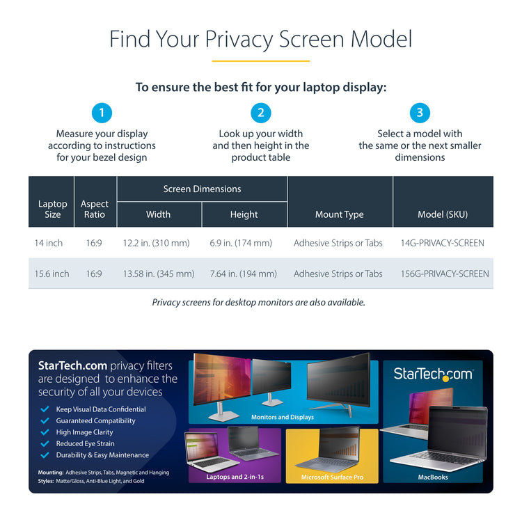 StarTech.com 14G-PRIVACY-SCREEN filtre anti-reflets pour écran et filtre de confidentialité 35,6 cm (14") Ordinateur portable Filtre de confidentialité sans bords pour ordinateur - Image 11