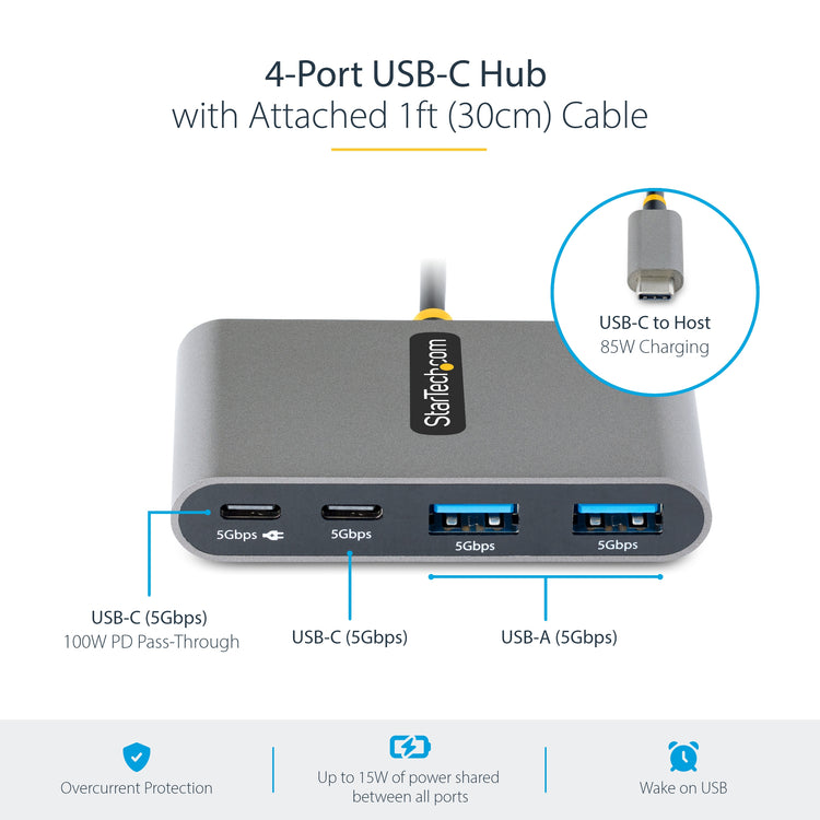 StarTech.com 5G2A2CPDB-USB-C-HUB hub & concentrateur USB 3.2 Gen 1 (3.1 Gen 1) Type-C 5000 Mbit/s Gris - Image 7