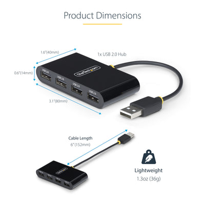 StarTech.com ST4200MINI2-USB-HUB hub & concentrateur 480 Mbit/s Noir - Image 12