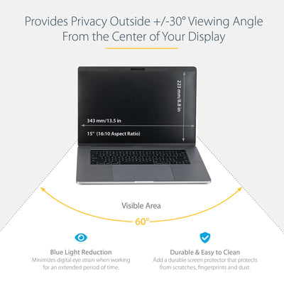 StarTech.com PRIVSCNMAC15 filtre anti-reflets pour écran et filtre de confidentialité 38,1 cm (15") Ordinateur portable - Image 3