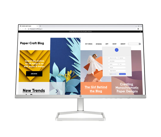 HP Série 5 23.8 pouces FHD Blanc Moniteur - 524sw moniteur d'ordinateur 60.5 cm (23.8") 1920 x 1080 pixels Full HD LCD Argent (94C21AA#ABA)